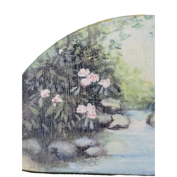 Hand-painted Wooden Brooch Stunning Nature Scene Artist Signed Webb Stunning - Picture 12 of 16